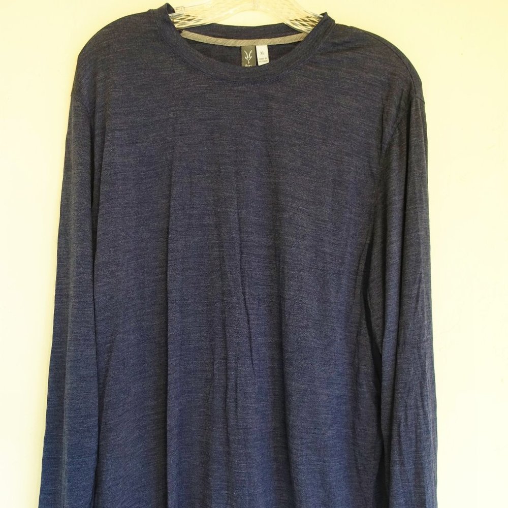 Ibex Men's XL Silk-Merino LS Base Layer Crewneck, Xlnt w/ Small Mends